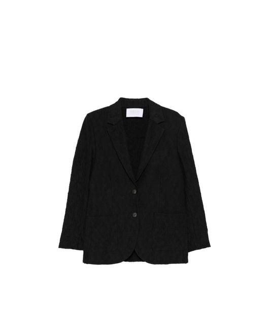 Harris Wharf London Black Textured Single-Breasted Jacket