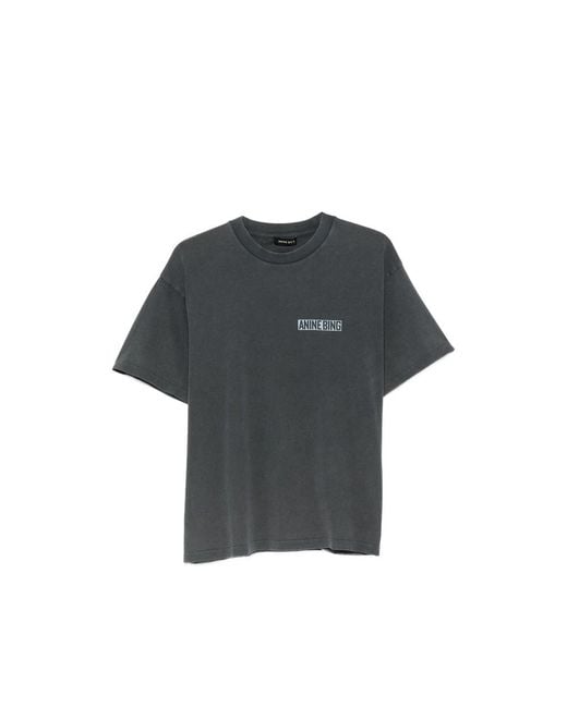 Anine Bing Black Cade Logo-Print Cotton T-Shirt