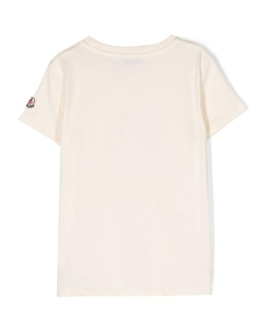 Moncler White Logo-Print Cotton T-Shirt