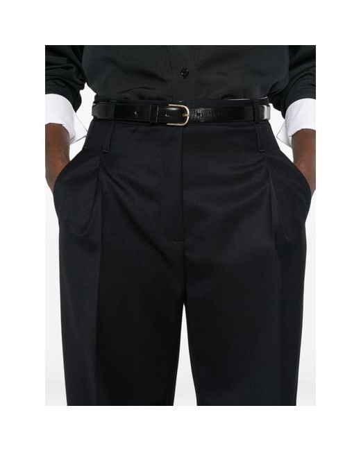 Tela Black Pleated Wide-Leg Trousers