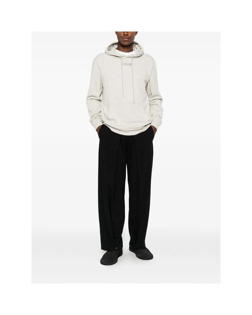 Calvin Klein White Logo-Patch Drawstring Hoodie for men