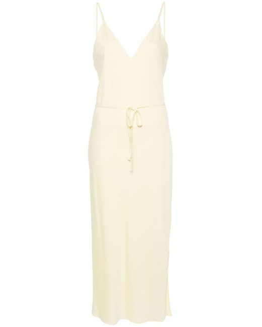 Calvin Klein White V-Neck Midi Dress