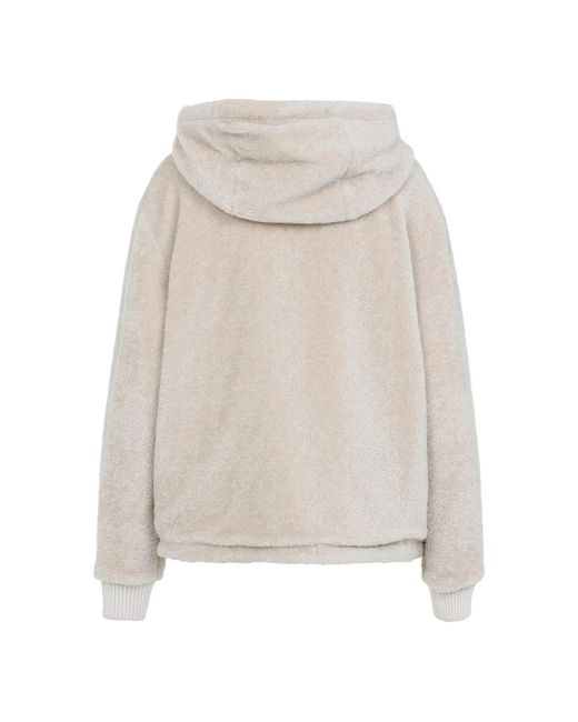 Moncler Natural Zip-Up Fleece Hooded Jacket