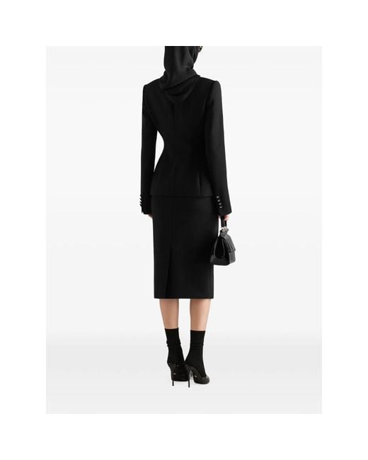 Dolce & Gabbana Black Double Wool Crêpe Skirt