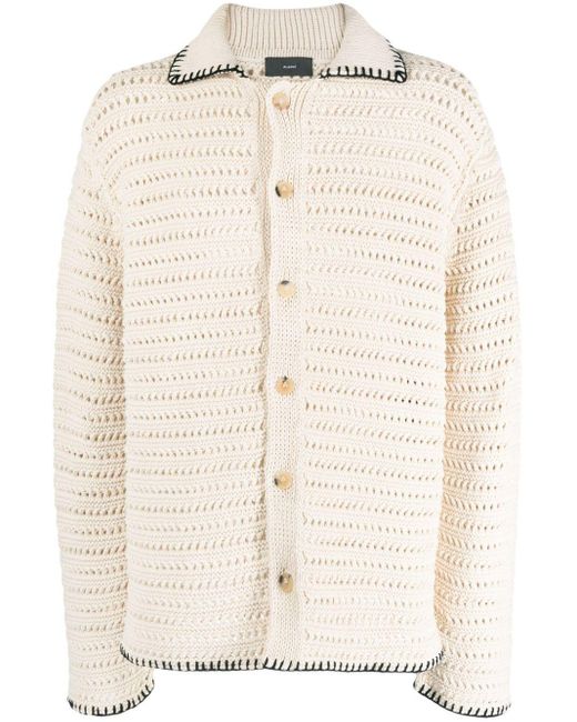 Alanui Natural Whipstitch-Detail Open-Knit Cardigan for men