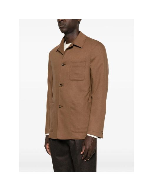 Canali Brown Patch-Pocket Jacket for men
