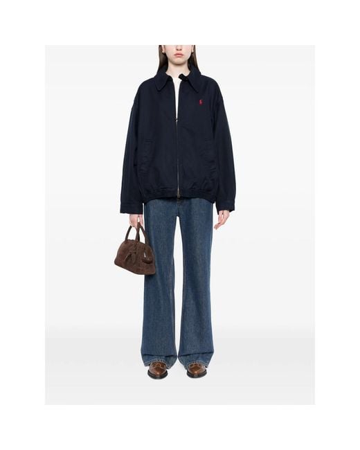 Ralph Lauren Blue Logo-Embroidered Two-Way Zip Jacket