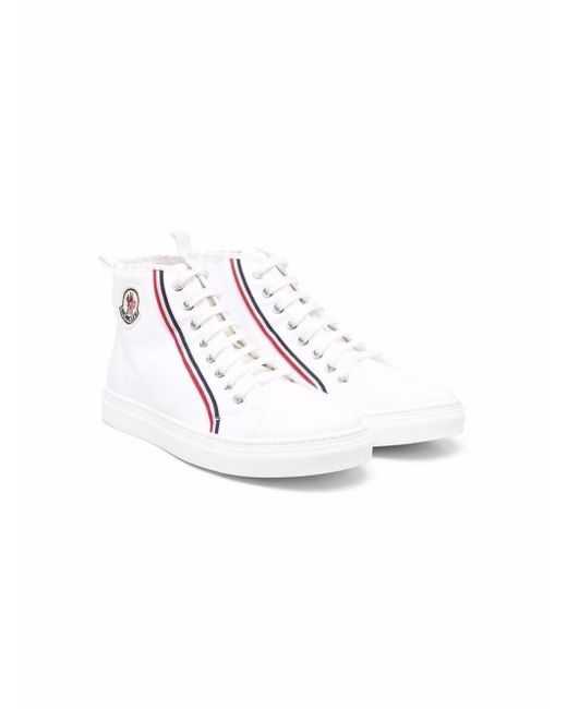 Moncler White Teen High-top Lace-up Sneakers
