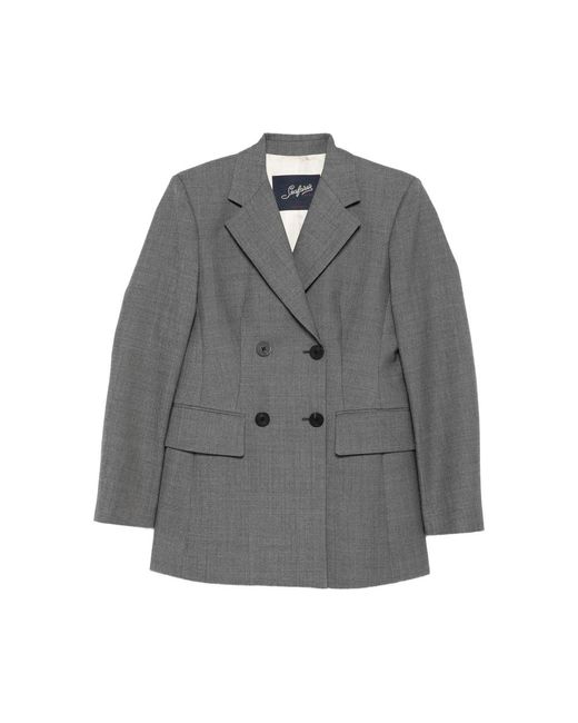 Seafarer Gray Double-Breasted Wool Blazer