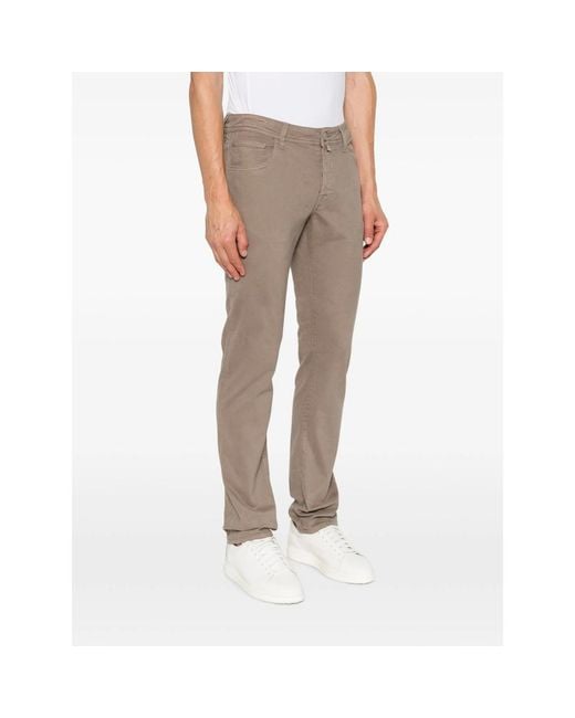 Jacob Cohen Gray Nick Logo-Patch Straight-Leg Trousers for men
