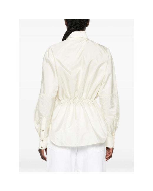 Moncler White Logo-Patch Long-Sleeve Shirt