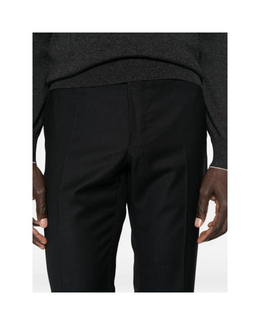 Incotex Blue Flat-Front Wool Trousers for men