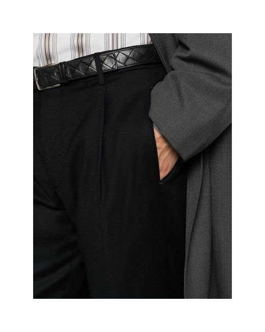 Berwich Black Retrolong Belt-Loops Trousers for men