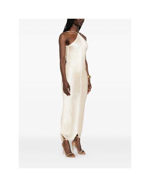 Bless White Jade Fringed Halterneck Dress