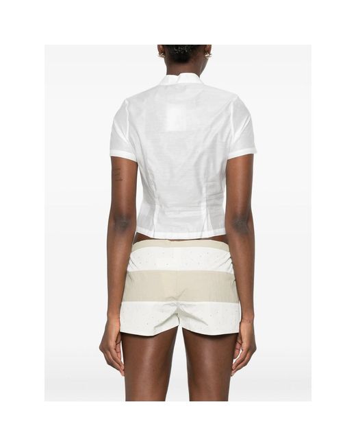 Paloma Wool White Gaspar Ruffle-Trimmed Short-Sleeve Blouse
