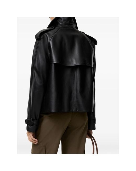 Burberry Black Cropped Leather Mayfair Trench Jacket