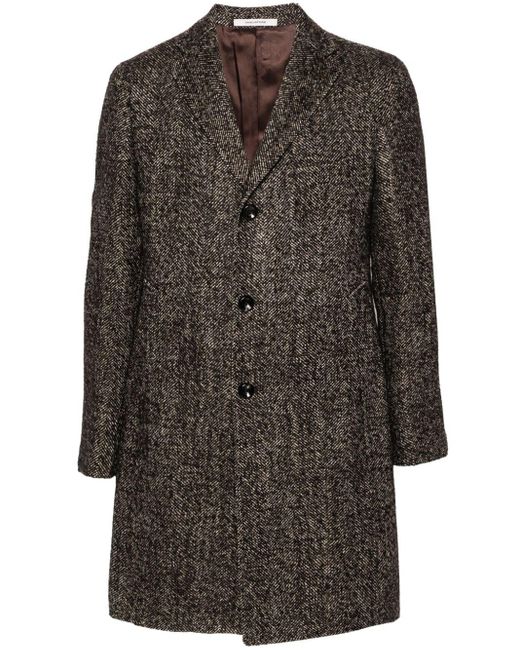 Tagliatore Gray Herringbone Single-Breasted Coat for men