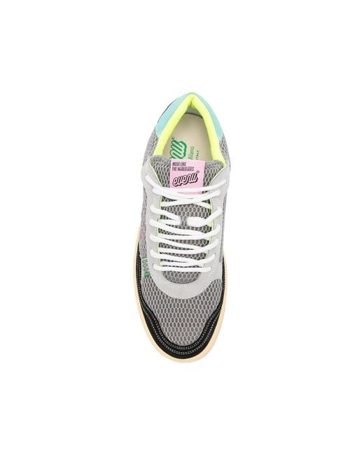 Evenuel White Equal Mesh-Panelled Suede-Trim Sneakers for men