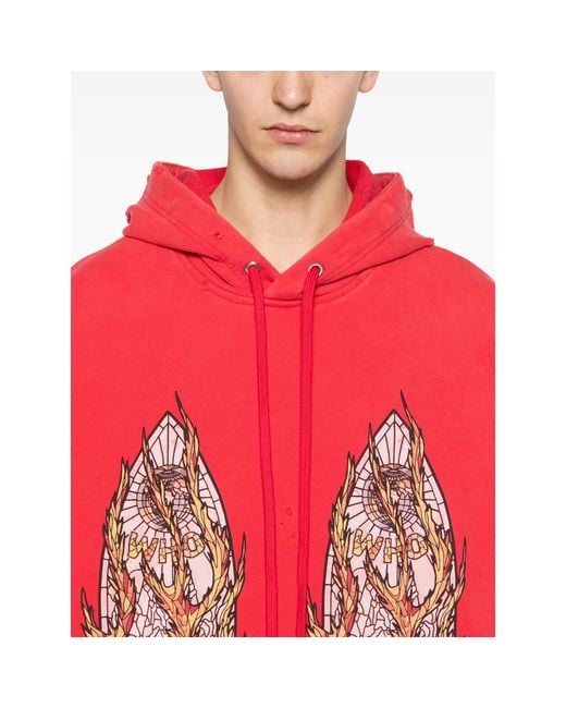 Who Decides War Red Drawstring-Fastening Hoodie for men