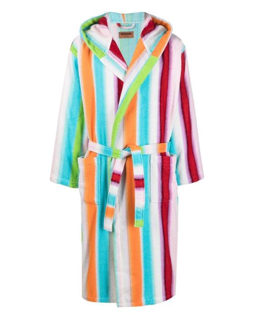 Missoni White Stripe-Pattern Cotton Robe