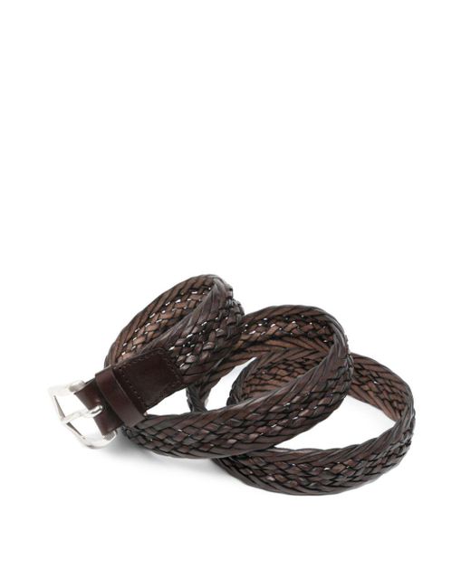 Orciani Black Braided Leather Belt for men