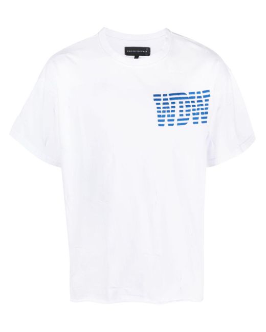 Who Decides War White Wdw Link Cotton T-Shirt for men