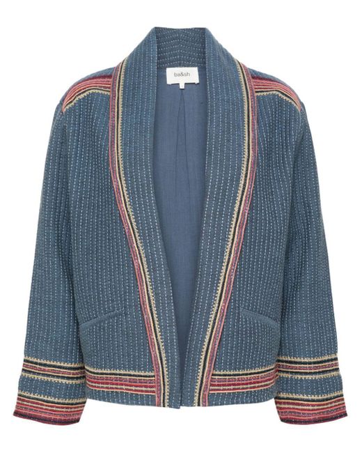 Ba&sh Blue Ciago Striped Cotton Jacket