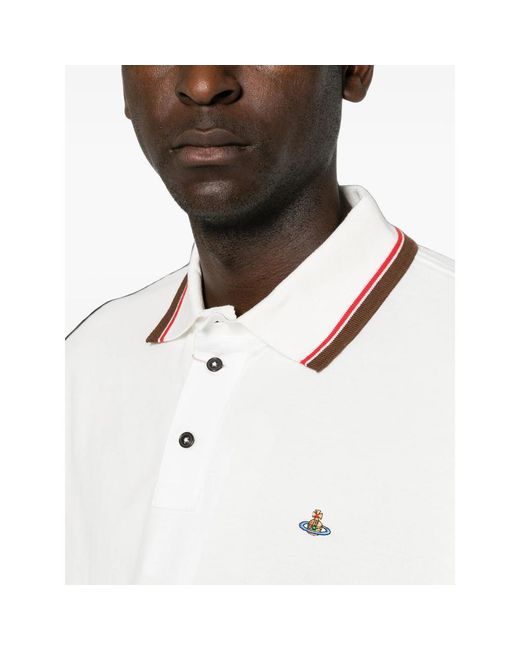 Vivienne Westwood Gray Orb-Embroidered Tipped Polo Shirt for men