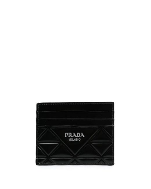 Prada Black Logo-print Leather Cardholder for men