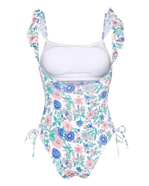 Louise Misha Blue Floral Ruffled Swimsuit
