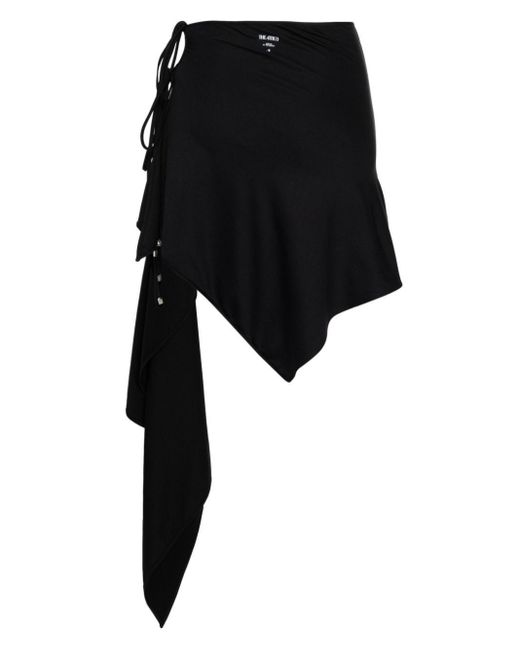 The Attico Black Wrap-Up Beach Skirt