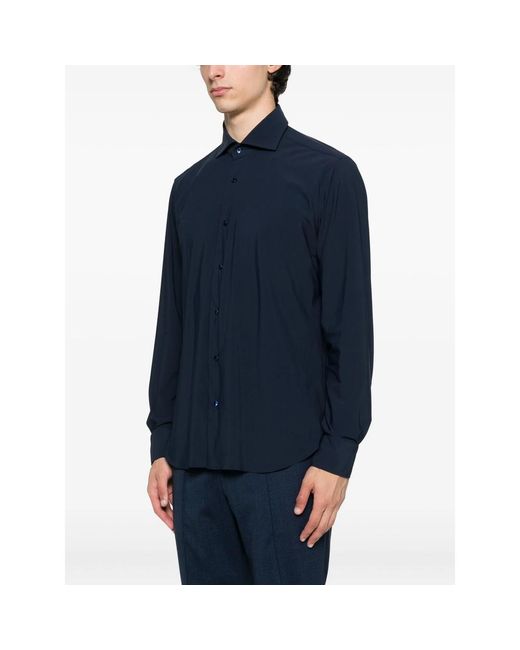Barba Napoli Blue Long-Sleeve Button-Up Shirt for men