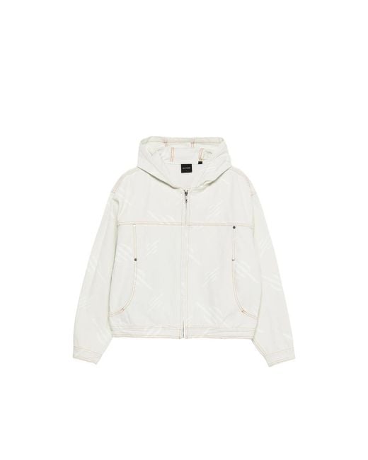 Daily Paper White Hooded Patterned Jacket for men