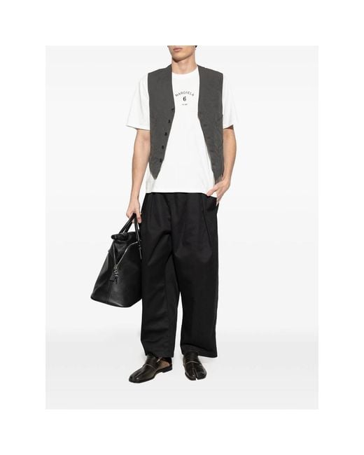 MM6 by Maison Margiela White Logo-Print T-Shirt for men