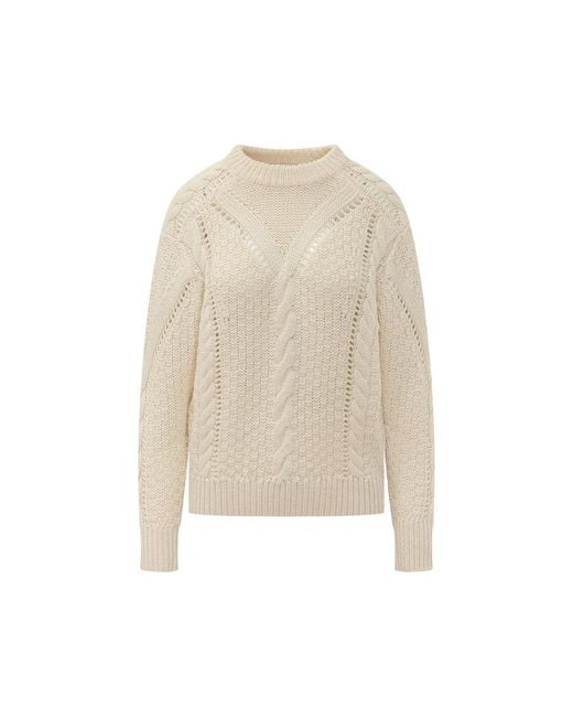 Isabel Marant Natural Cable-Knit Pointelle-Trim Sweater