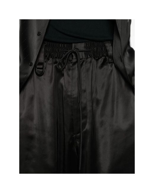 Y-3 Black Drawstring Satin Trousers for men