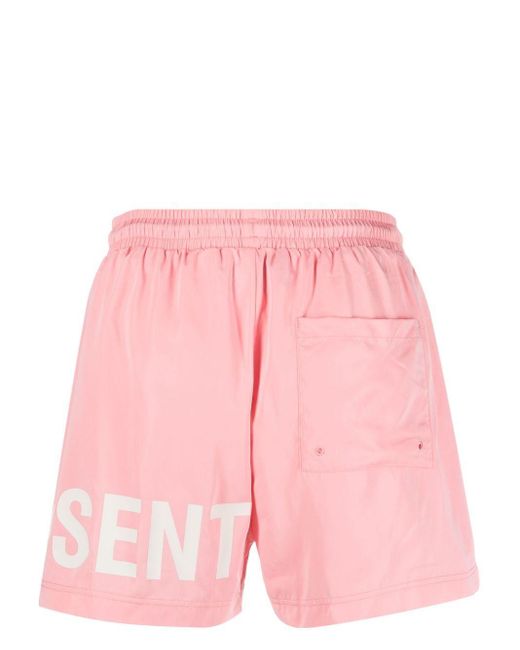 Represent Pink Logo-Print Drawstring-Waist Swim Shorts for men