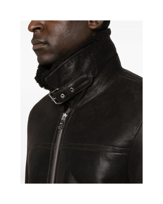 Dondup Black Leather Jacket for men