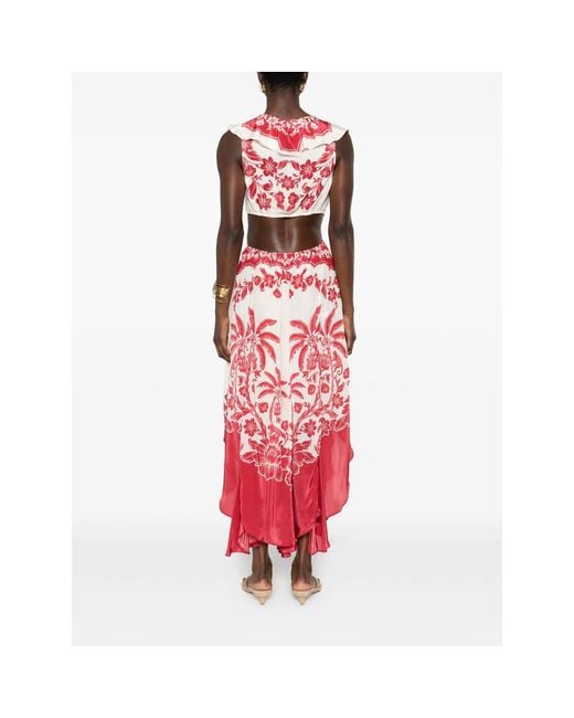 Farm Rio Red Guanacaste Sand Cut Out Sleeveless Midi Dress