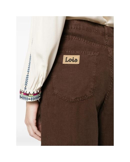 Lois Brown High-Waisted Trousers