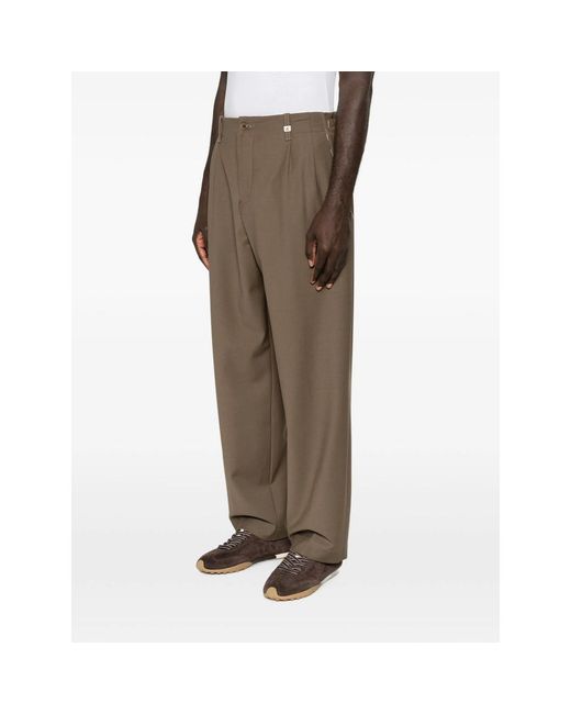 Myths Brown Pleated-Front Straight-Leg Trousers for men