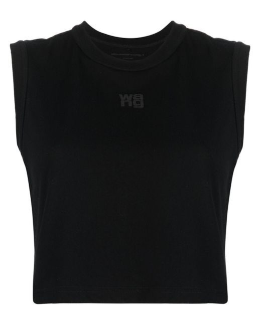 Alexander Wang Black Logo-embroidered Sleeveless T-shirt