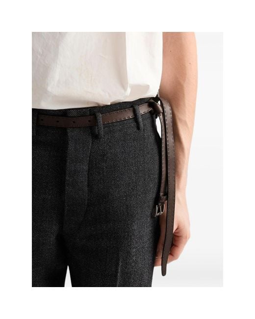 Prada Brown Antiqued-Leather Belt for men
