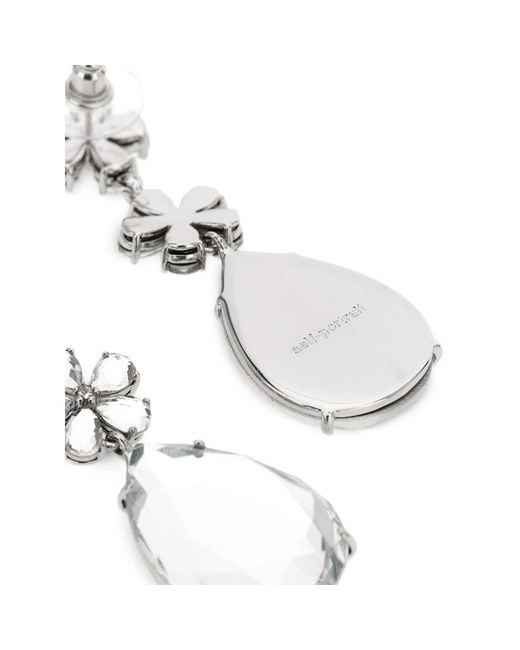 Self-Portrait White Drop Earrings Crystal