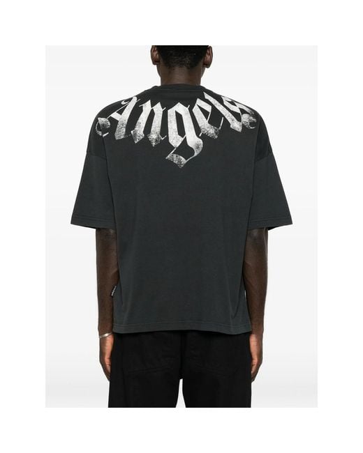 Palm Angels Black Big Neck Logo Printed T-Shirt for men