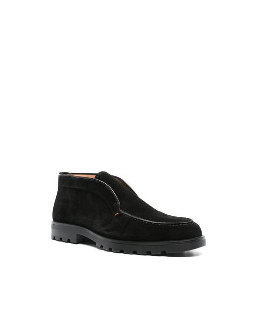 Santoni Black Slip-On Shoes Suede for men
