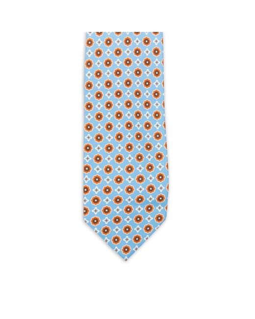Barba Napoli Blue Floral-Print Tie for men