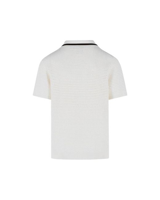 Casablanca White Waffle Stitch Wool Polo Shirt for men