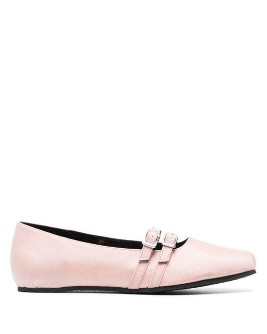 Paloma Wool Pink Flat Leather Ballerina Shoes