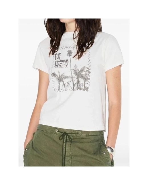 Re/done White La Vision Graphic-Print T-Shirt